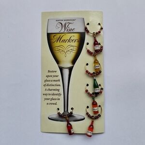 3/$25💙Boston Warehouse Wine Markers Set Of 6 Wine Bottles